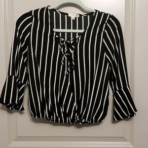 Black and white striped blouse